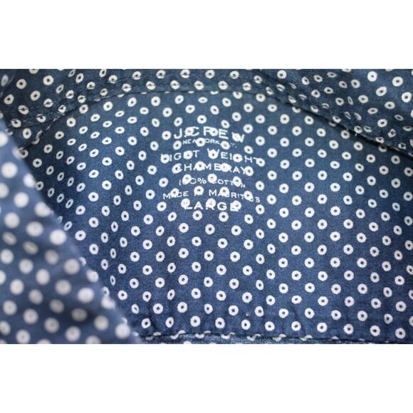 J Crew Light Weight Chambray Button Up Shirt Blue Long Sleeve Mens Sz Large - Picture 8 of 9